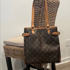 Louis Vuitton Monogram Canvas Shoulder Bag in Brown and Tan